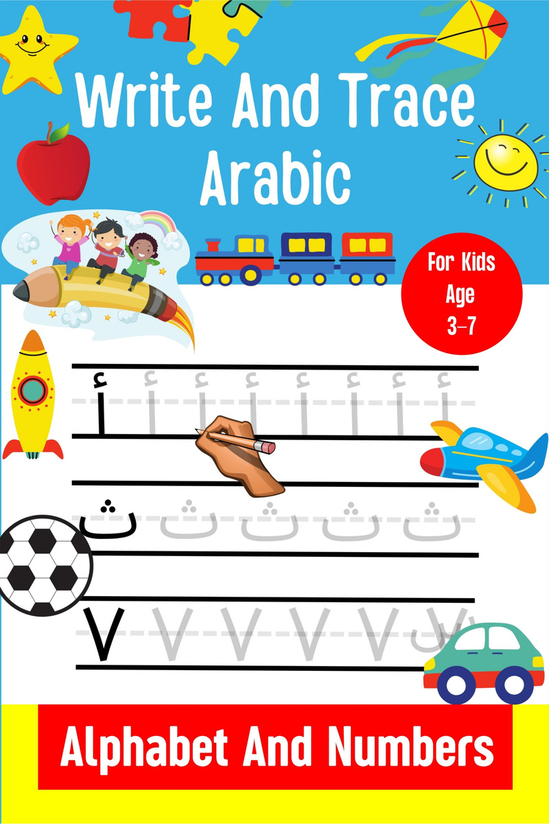 Write And Trace Arabic Alphabet And Numbers For Kids Age 3-7