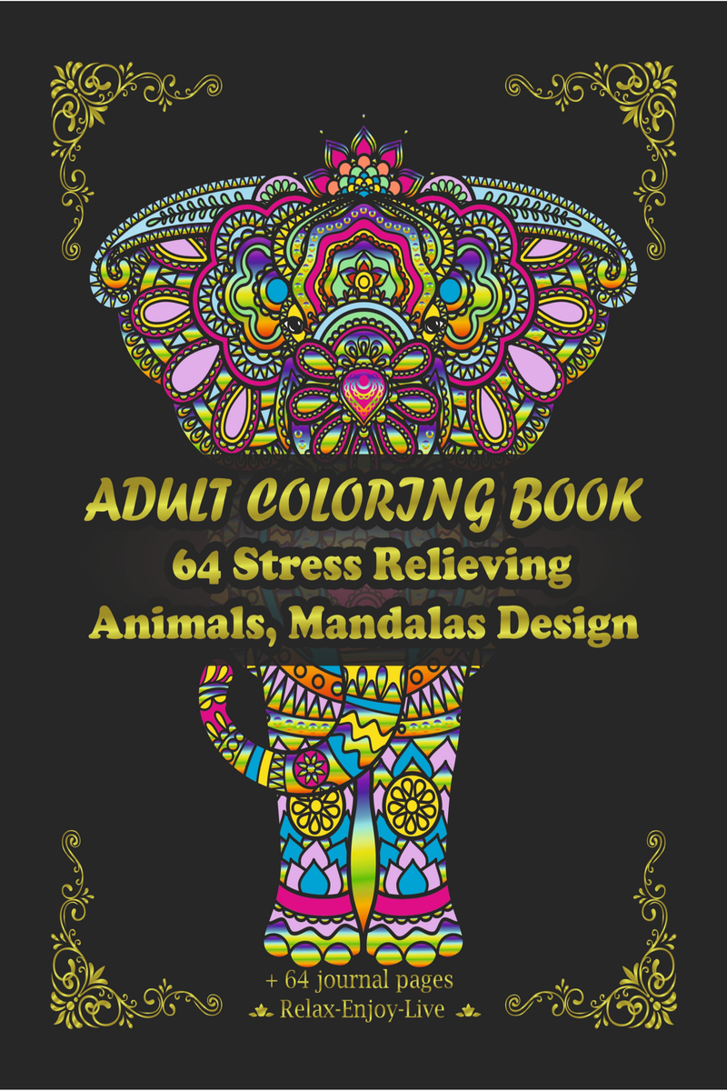 Adult Coloring Book: Stress Relieving Designs Animals, Mandalas