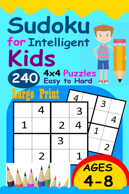 Two 4x4 sudoku for kids to print: Level Beginner, No. 1 and No. 2.