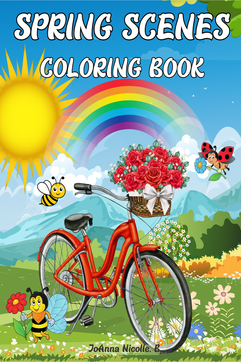 Spring Scenes Coloring Book