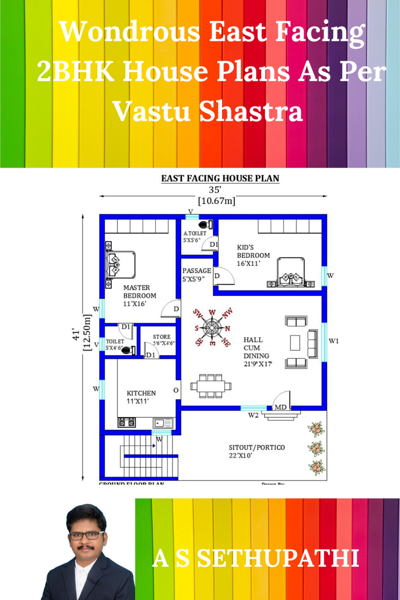 Wondrous East Facing 2BHK House Plans As Per Vastu Shastra