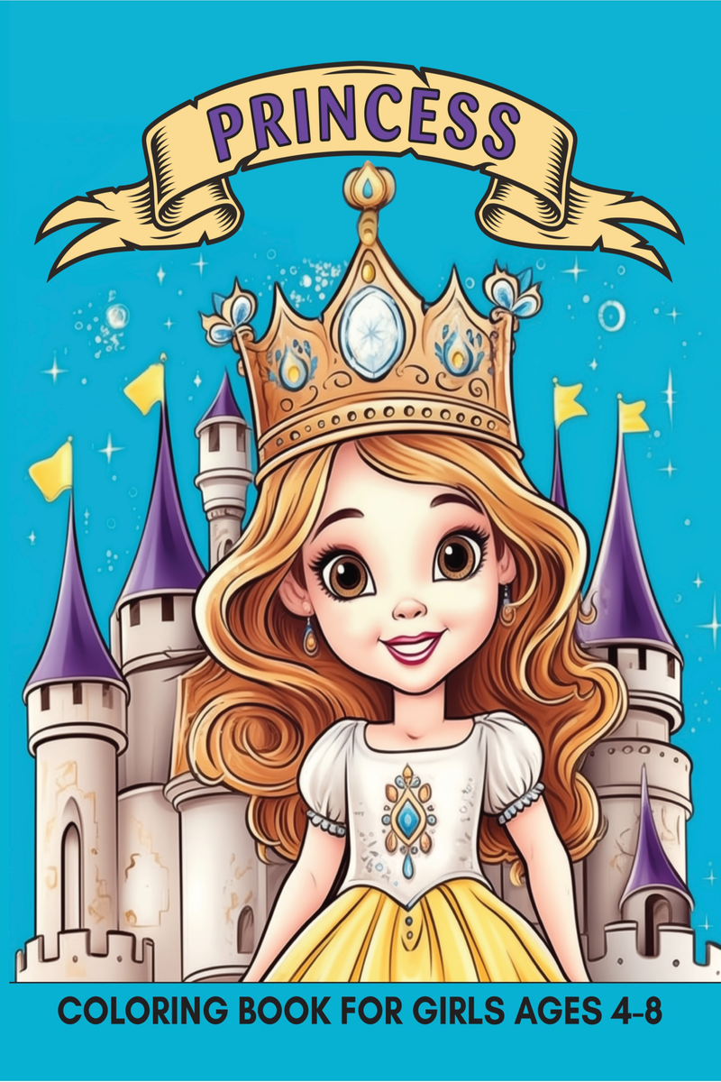 Princesses Coloring Book for kids ages 4 - 8 for girls and boys