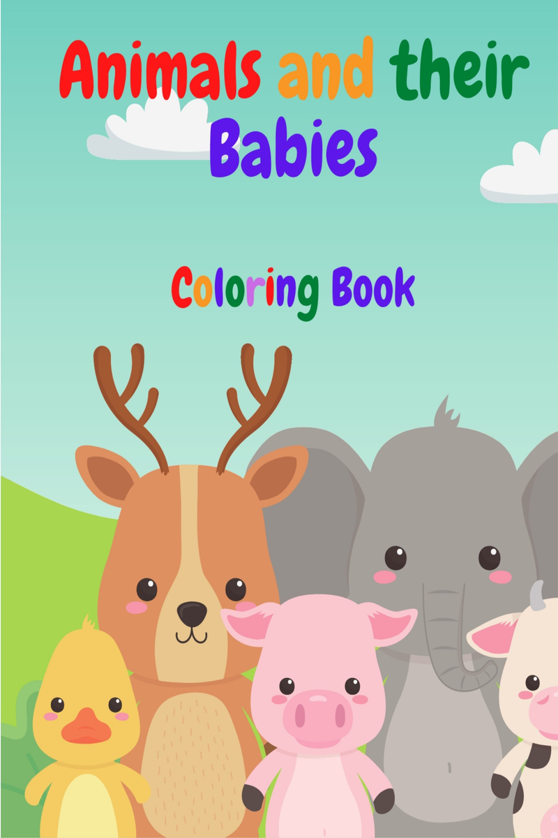 Animals and their Babies Coloring Book