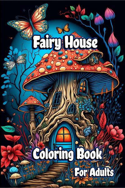 Adult Coloring Book: Fairy Houses and Fairies, for teens and adults, 8.5 x  11”, Soft Cover, 50 Detailed Coloring Pages. Every Page is Different.