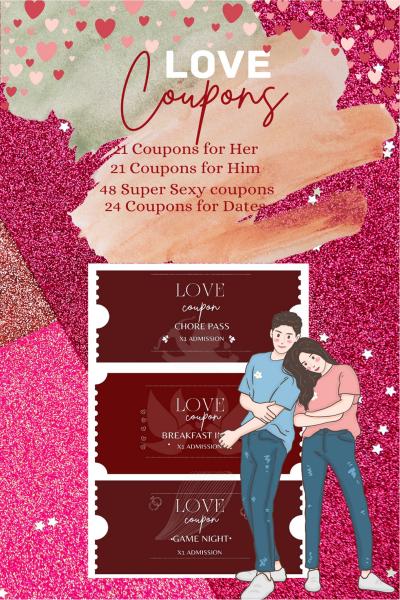 Love Coupons : Romantic & Super Sexy 114 Coupons Book for Him, Her, Wife,  Husband, Boyfriend, Girlfriend, Gift